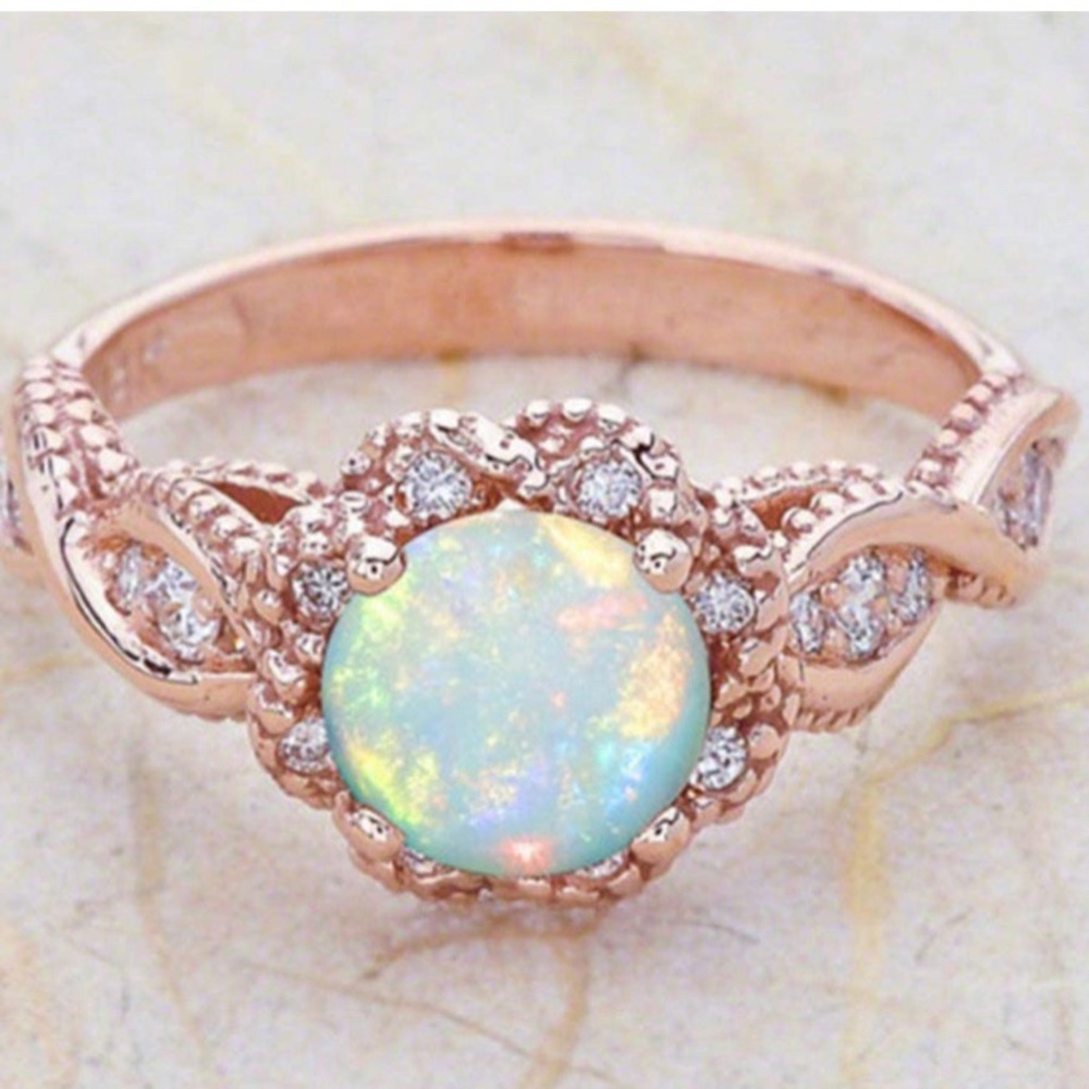 White Opal Rose Gold Ring - Picture 9 of 10